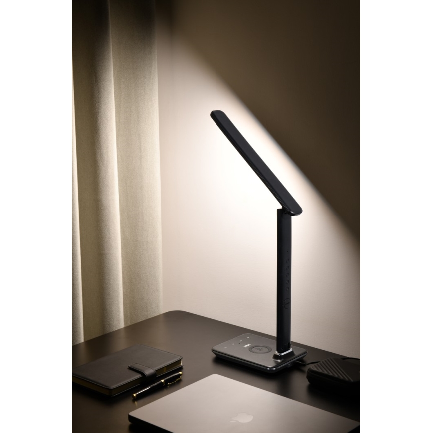 LED Himmennettävä pöytävalaisin langattomalla latauksella LED/8,5W/230V musta