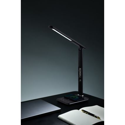 LED Himmennettävä pöytävalaisin langattomalla latauksella LED/8,5W/230V musta