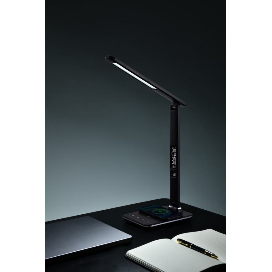 LED Himmennettävä pöytävalaisin langattomalla latauksella LED/8,5W/230V musta