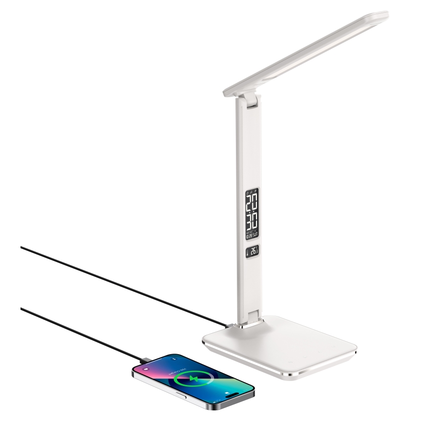 LED Himmennettävä pöytävalaisin langattomalla latauksella LED/8,5W/230V valkoinen