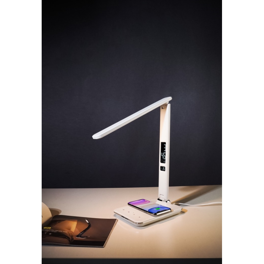 LED Himmennettävä pöytävalaisin langattomalla latauksella LED/8,5W/230V valkoinen