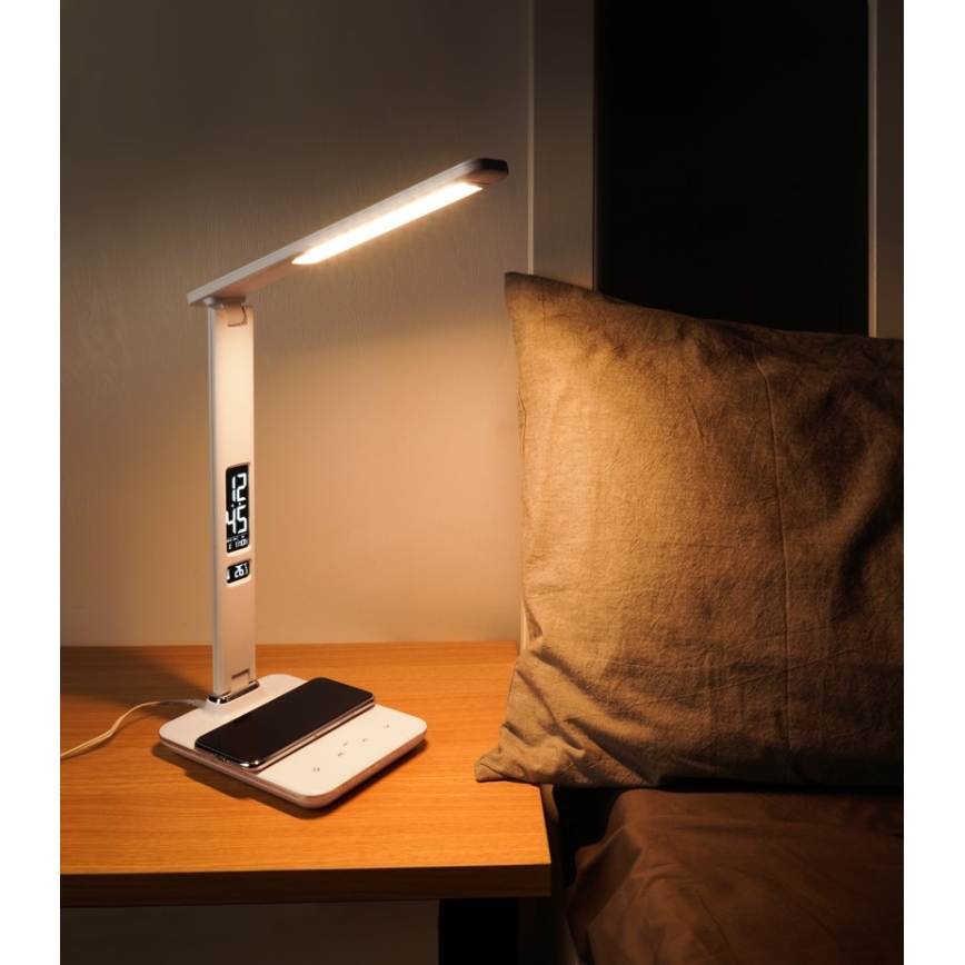 LED Himmennettävä pöytävalaisin langattomalla latauksella LED/8,5W/230V valkoinen
