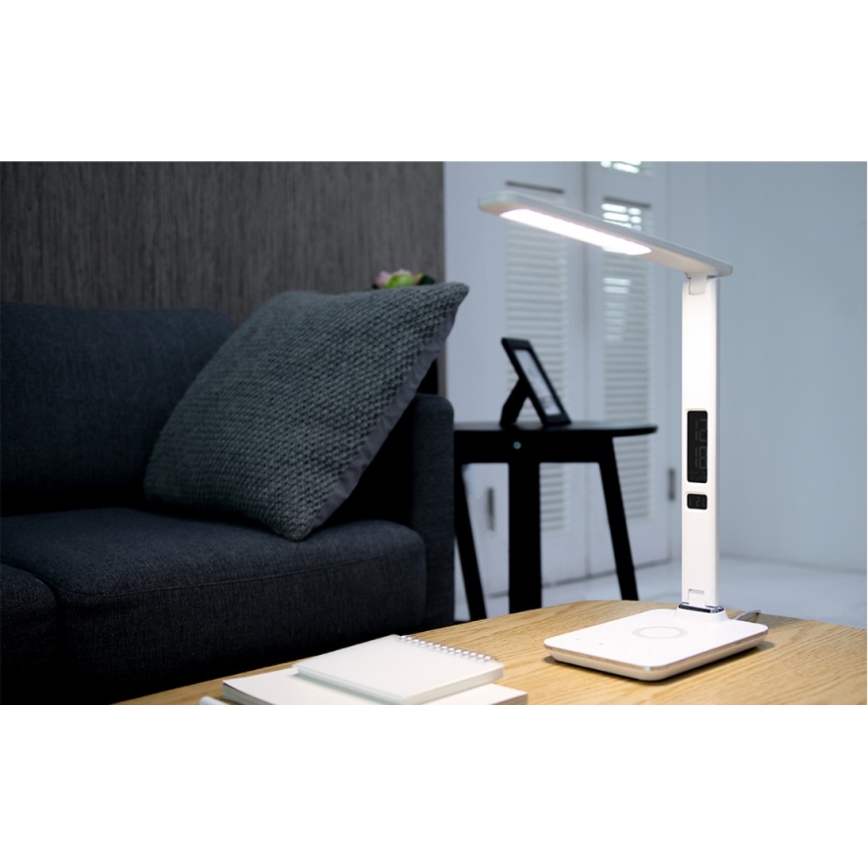 LED Himmennettävä pöytävalaisin langattomalla latauksella LED/8,5W/230V valkoinen