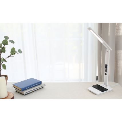 LED Himmennettävä pöytävalaisin langattomalla latauksella LED/8,5W/230V valkoinen