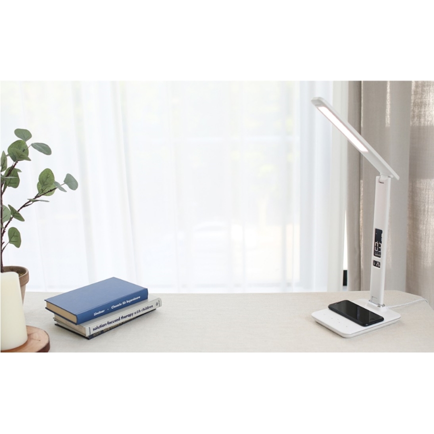 LED Himmennettävä pöytävalaisin langattomalla latauksella LED/8,5W/230V valkoinen