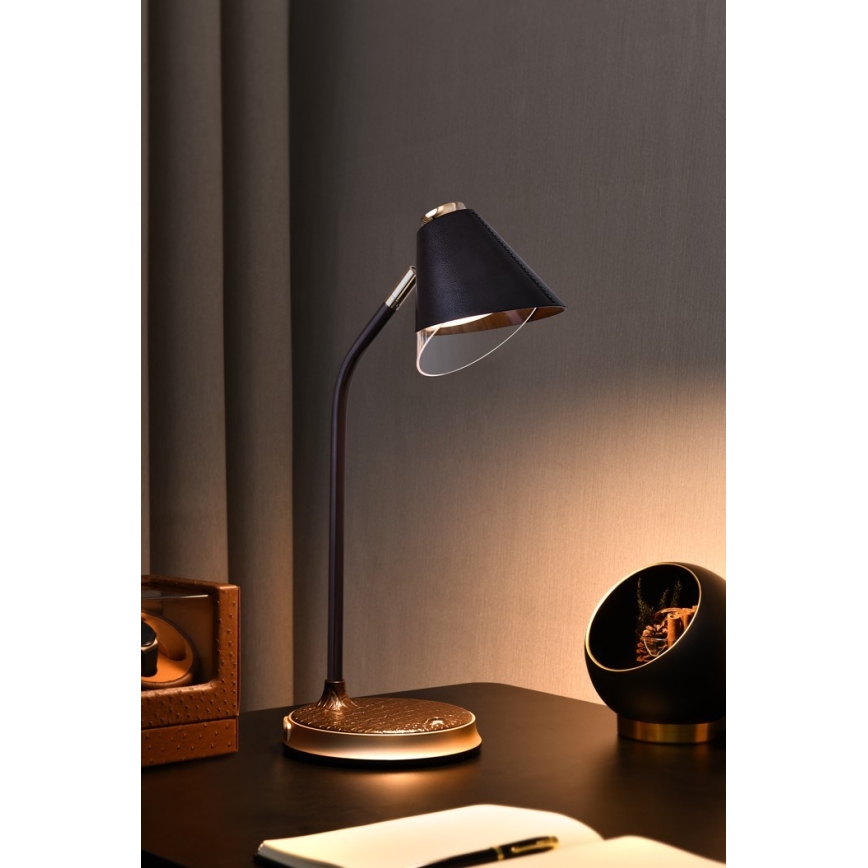 Himmennettävä LED-pöytävalaisin langattomalla latauksella FINCH LED/9W/12/230V ruskea/kulta