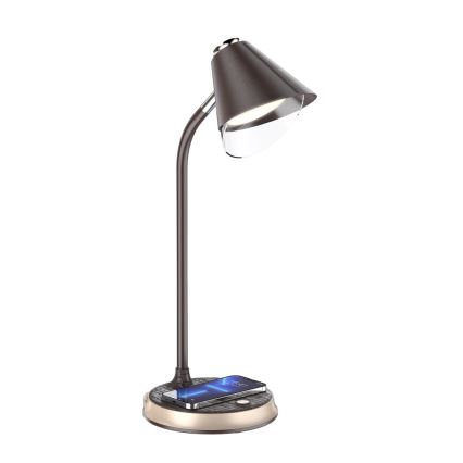 Himmennettävä LED-pöytävalaisin langattomalla latauksella FINCH LED/9W/12/230V ruskea/kulta
