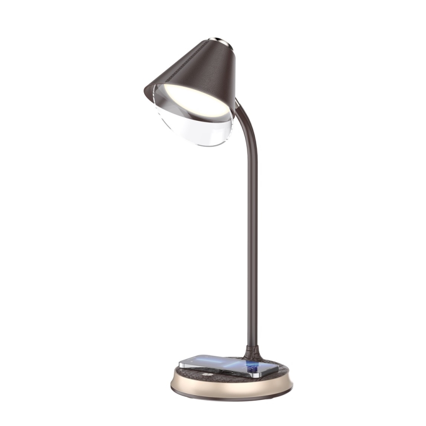 Himmennettävä LED-pöytävalaisin langattomalla latauksella FINCH LED/9W/12/230V ruskea/kulta