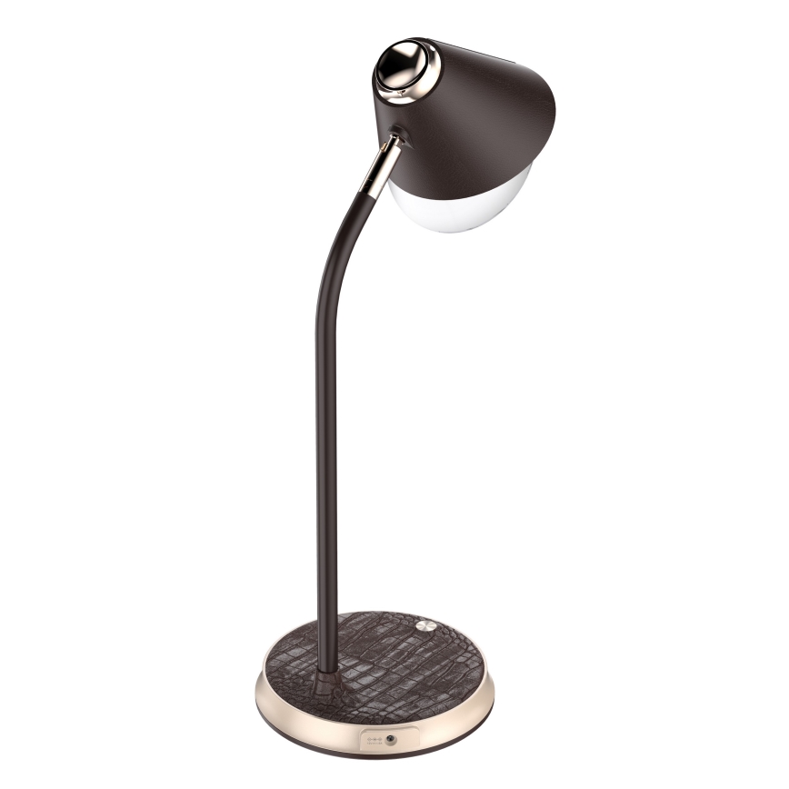 Himmennettävä LED-pöytävalaisin langattomalla latauksella FINCH LED/9W/12/230V ruskea/kulta
