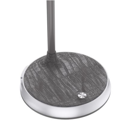LED himmennettävä pöytävalaisin langattomalla latauksella FINCH LED/9W/12/230V harmaa/kiiltävä kromi