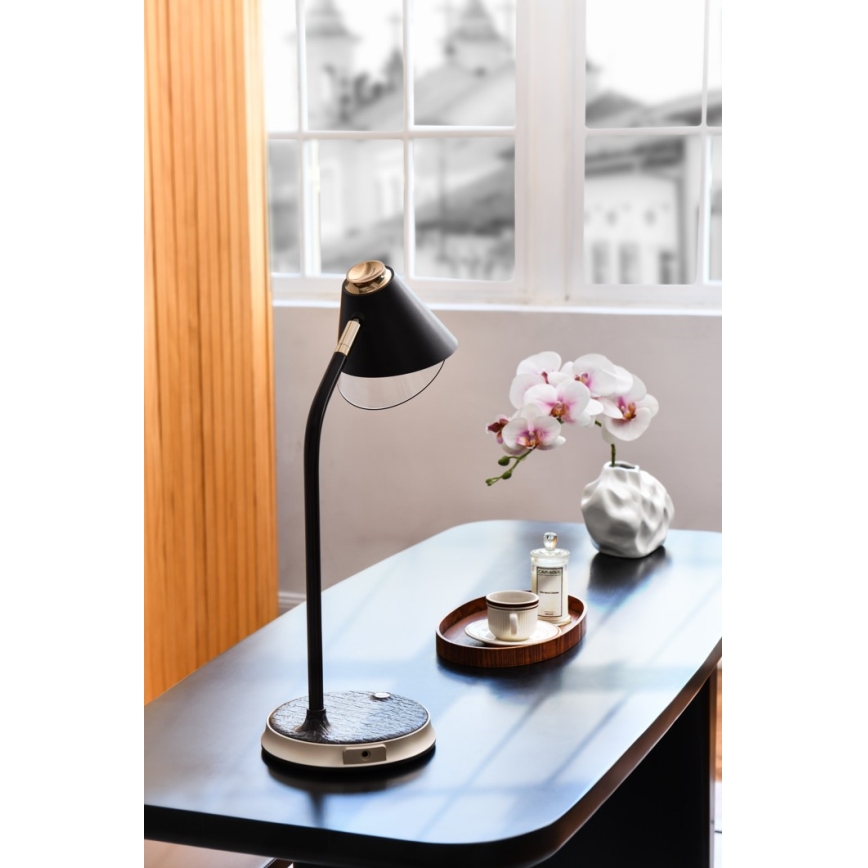 Himmennettävä LED-pöytävalaisin langattomalla latauksella FINCH LED/9W/12/230V harmaa/kiiltävä kromi