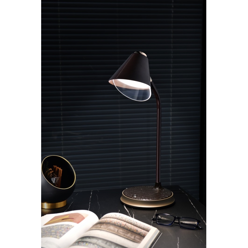 Himmennettävä LED-pöytävalaisin langattomalla latauksella FINCH LED/9W/12/230V harmaa/kiiltävä kromi