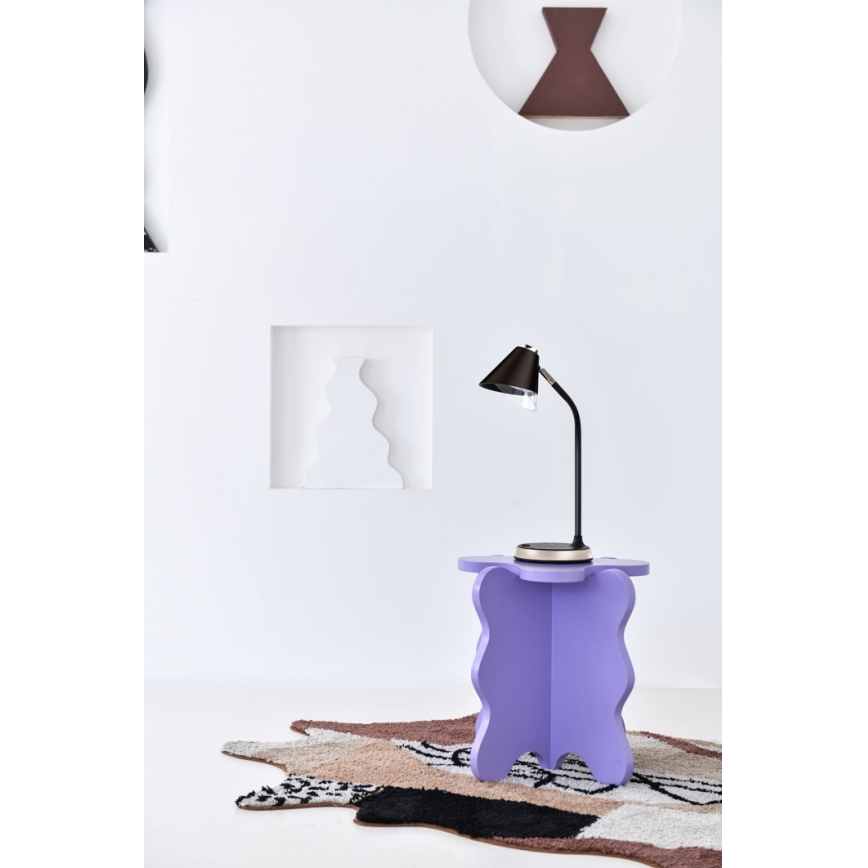 Himmennettävä LED-pöytävalaisin langattomalla latauksella FINCH LED/9W/12/230V harmaa/kiiltävä kromi
