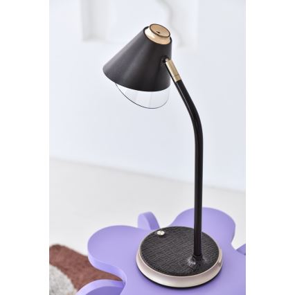 Himmennettävä LED-pöytävalaisin langattomalla latauksella FINCH LED/9W/12/230V harmaa/kiiltävä kromi