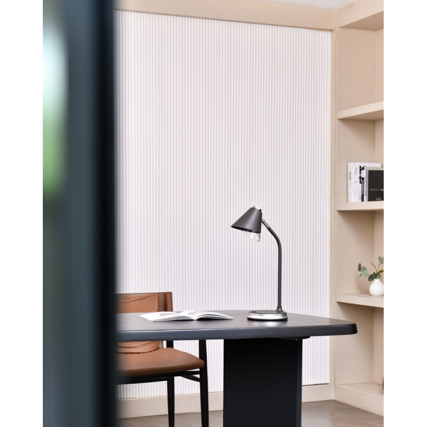 Himmennettävä LED-pöytävalaisin langattomalla latauksella FINCH LED/9W/12/230V harmaa/kiiltävä kromi
