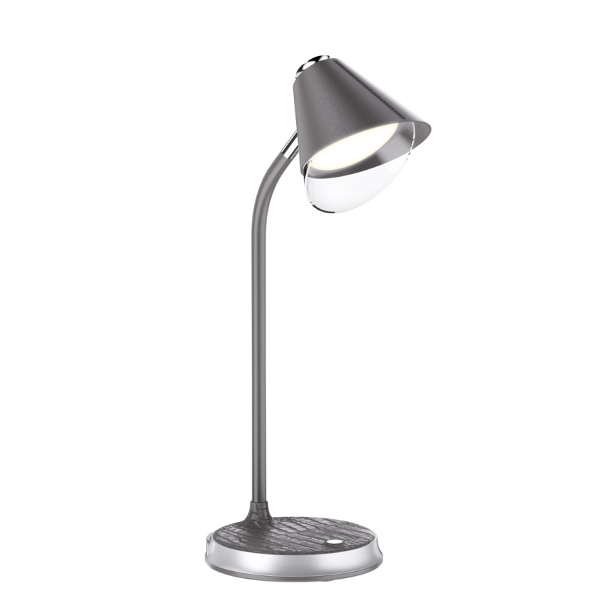Himmennettävä LED-pöytävalaisin langattomalla latauksella FINCH LED/9W/12/230V harmaa/kiiltävä kromi