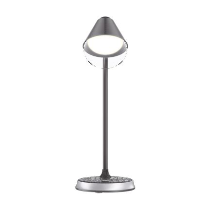 Himmennettävä LED-pöytävalaisin langattomalla latauksella FINCH LED/9W/12/230V harmaa/kiiltävä kromi