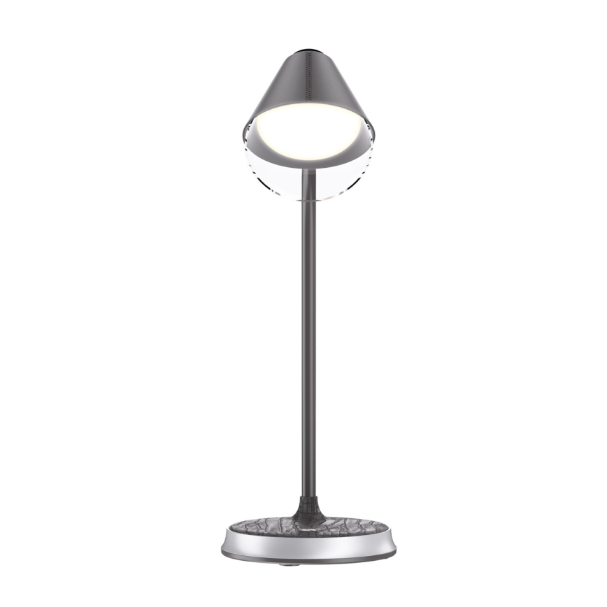 Himmennettävä LED-pöytävalaisin langattomalla latauksella FINCH LED/9W/12/230V harmaa/kiiltävä kromi