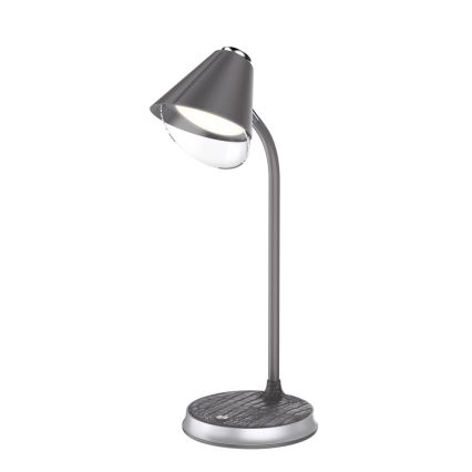 Himmennettävä LED-pöytävalaisin langattomalla latauksella FINCH LED/9W/12/230V harmaa/kiiltävä kromi