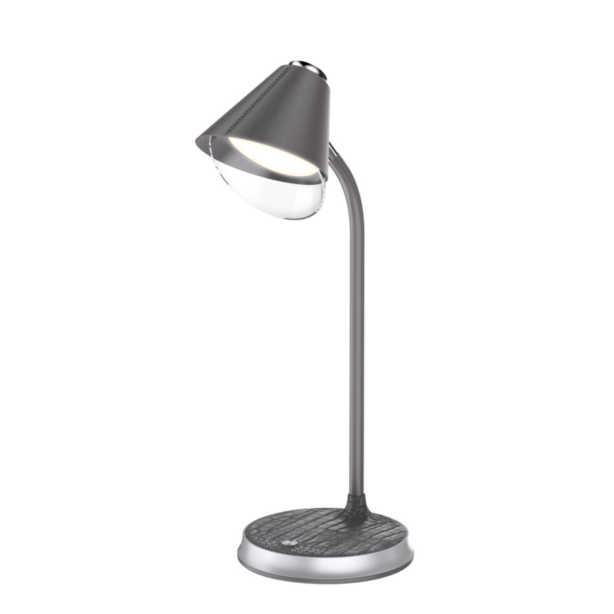 Himmennettävä LED-pöytävalaisin langattomalla latauksella FINCH LED/9W/12/230V harmaa/kiiltävä kromi