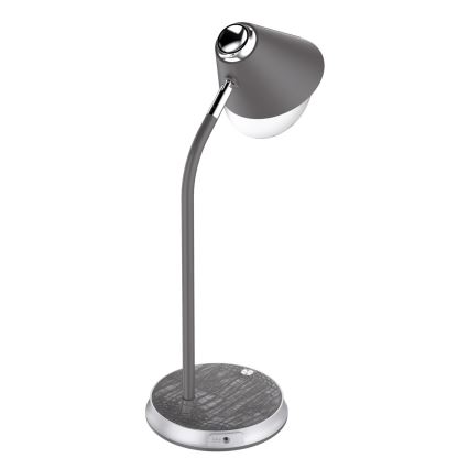 Himmennettävä LED-pöytävalaisin langattomalla latauksella FINCH LED/9W/12/230V harmaa/kiiltävä kromi