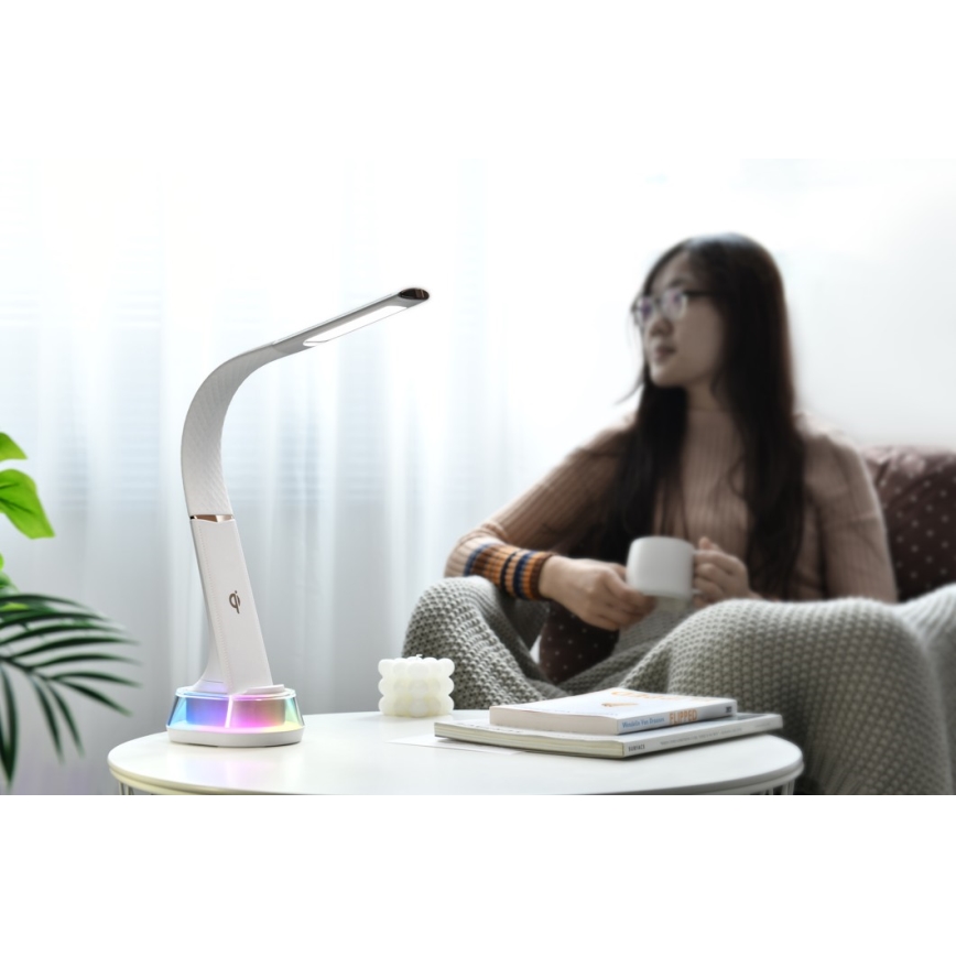 LED RGB Himmennettävä pöytävalaisin langattomalla latauksella CORELLA LED/7W/12/230V musta