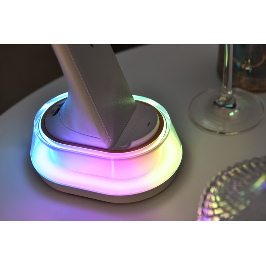 LED RGB Himmennettävä pöytävalaisin langattomalla latauksella CORELLA LED/7W/12/230V musta