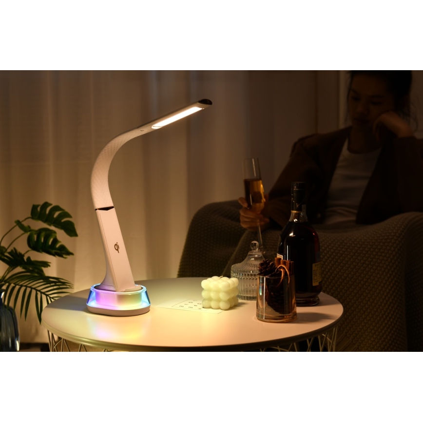 LED RGB Himmennettävä pöytävalaisin langattomalla latauksella CORELLA LED/7W/12/230V musta