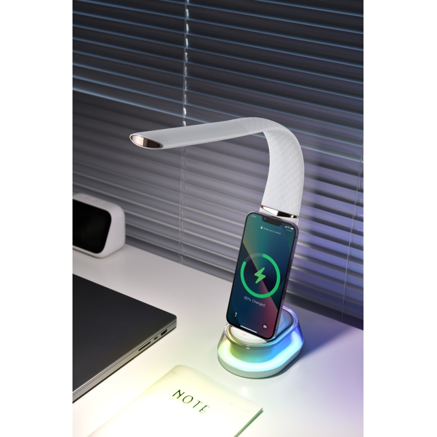 LED RGB Himmennettävä pöytävalaisin langattomalla latauksella CORELLA LED/7W/12/230V musta