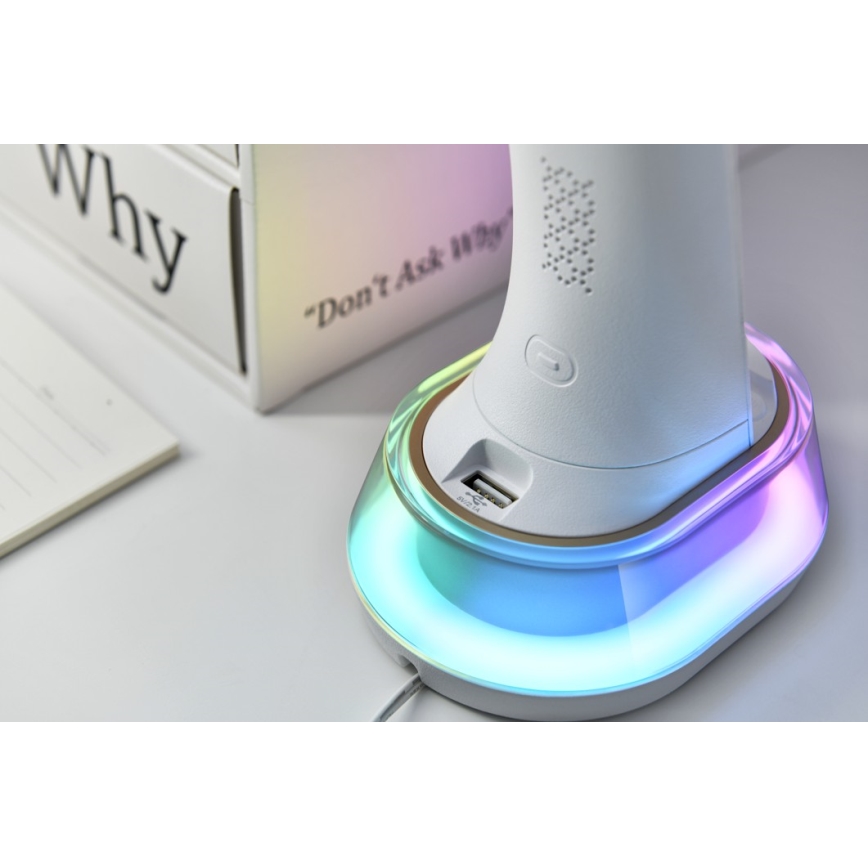 LED RGB Himmennettävä pöytävalaisin langattomalla latauksella CORELLA LED/7W/12/230V musta