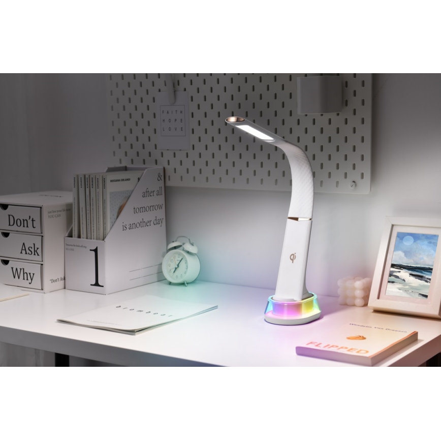LED RGB Himmennettävä pöytävalaisin langattomalla latauksella CORELLA LED/7W/12/230V musta