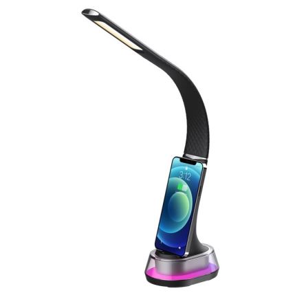 LED RGB Himmennettävä pöytävalaisin langattomalla latauksella CORELLA LED/7W/12/230V musta