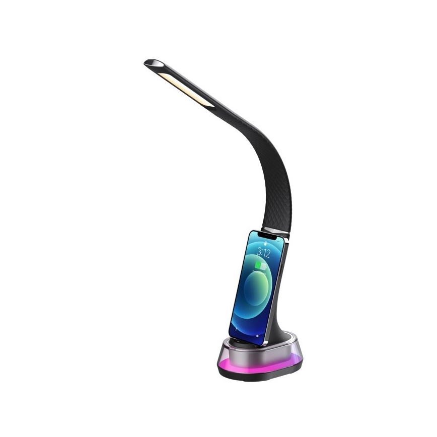 LED RGB Himmennettävä pöytävalaisin langattomalla latauksella CORELLA LED/7W/12/230V musta