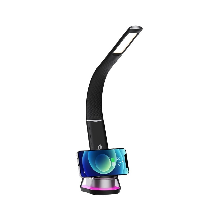 LED RGB Himmennettävä pöytävalaisin langattomalla latauksella CORELLA LED/7W/12/230V musta