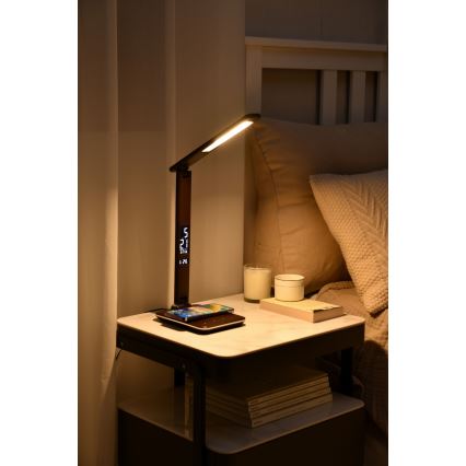 LED Himmennettävä pöytävalaisin langattomalla latauksella LED/8,5W/230V ruskea
