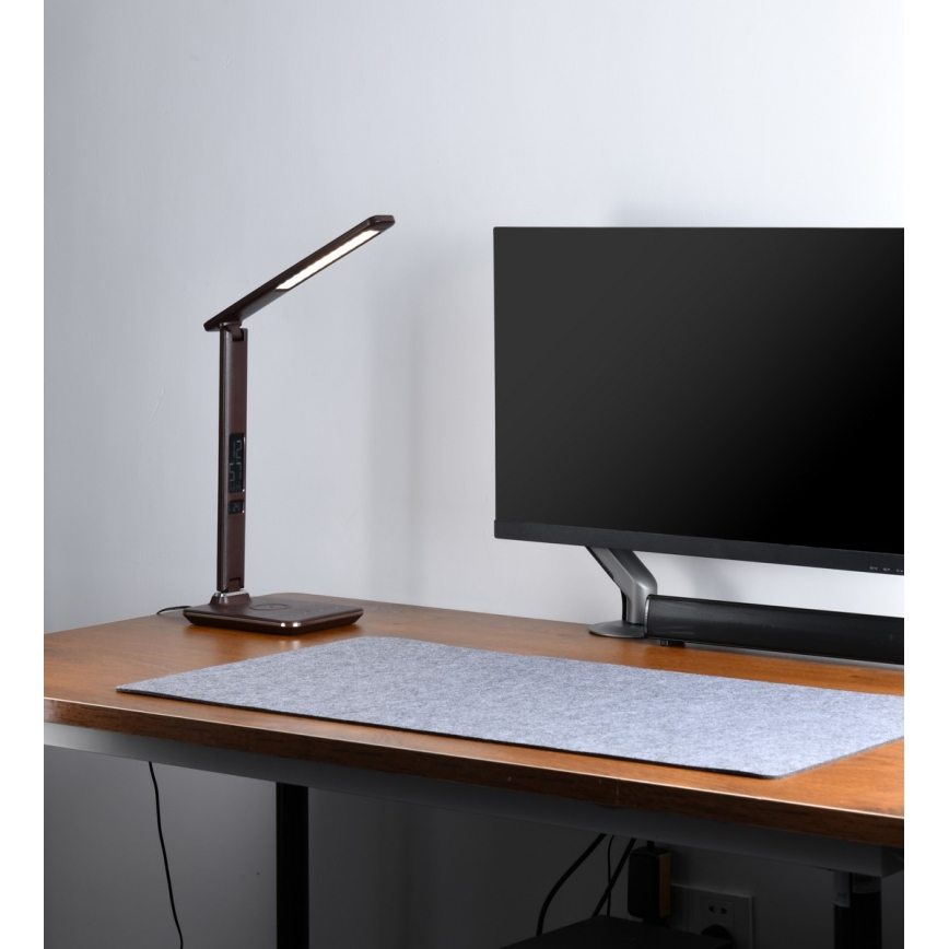 LED Himmennettävä pöytävalaisin langattomalla latauksella LED/8,5W/230V ruskea