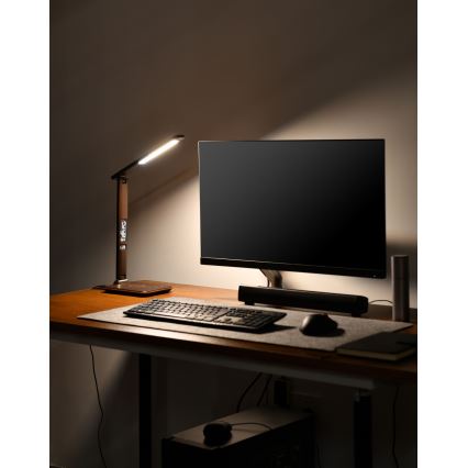 LED Himmennettävä pöytävalaisin langattomalla latauksella LED/8,5W/230V ruskea