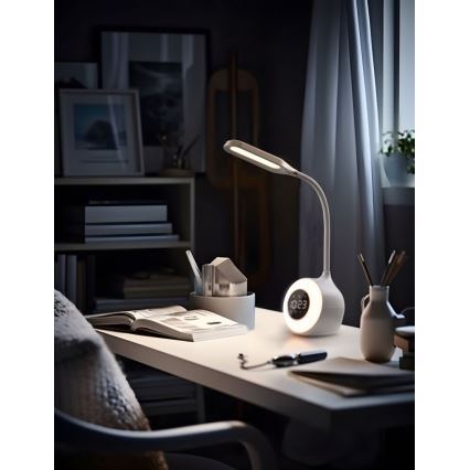LED RGBW Himmennettävä pöytävalaisin kanssa Herätyskello FALCON LED/10W/12V