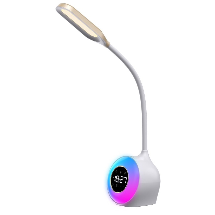 LED RGBW Himmennettävä pöytävalaisin kanssa Herätyskello FALCON LED/10W/12V