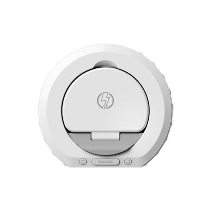Herätyskello LCD-näytöllä ja langaton Qi charger 27W/9V valkoinen