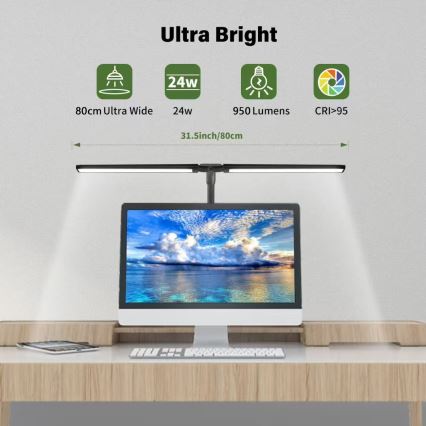 LED Joustava himmennettävä monitorivalo OFFICE LED/24W/230V 2700-6300K CRI 95