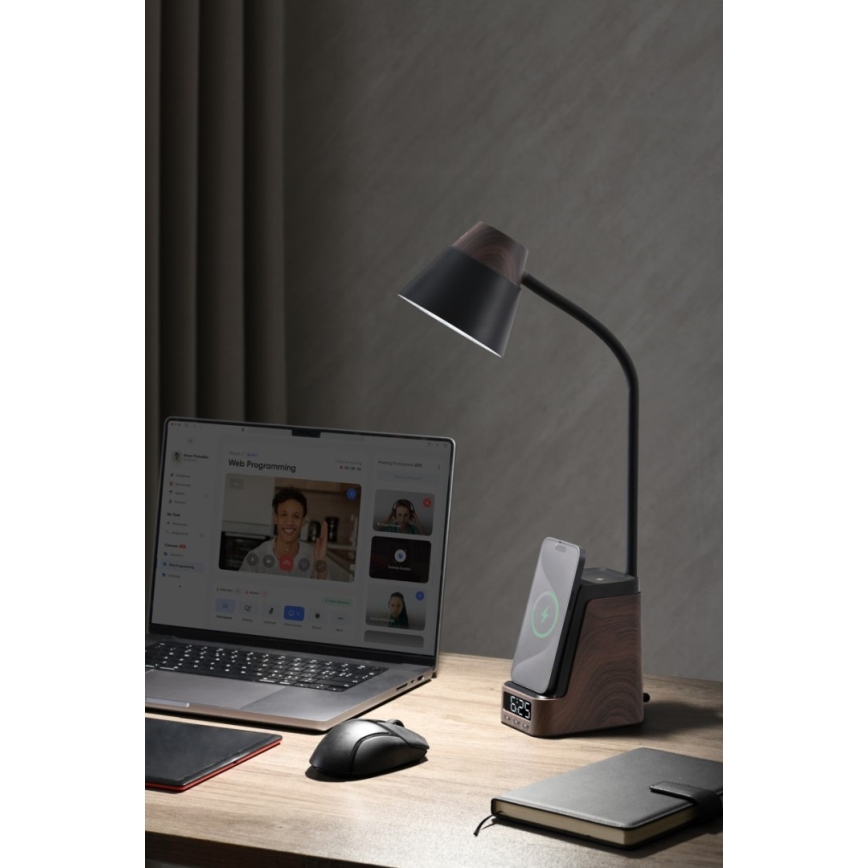 LED+CCT himmennettävä pöytävalaisin langattomalla QI-latauksella IDEAL LED/8W/230V 2700/4000/5000K ruskea