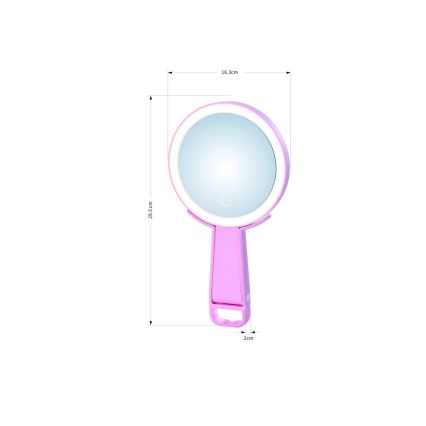 Immax 09102L - LED+CCT himmennettävä meikkipeili SWEET LED/3W/5V vaaleanpunainen