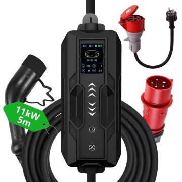 Immax - EV matkalatauspiste sähköautoille AC Type 2 16A/380V 11kW + pistoke 230V, 3,7kW 5m + kotelo