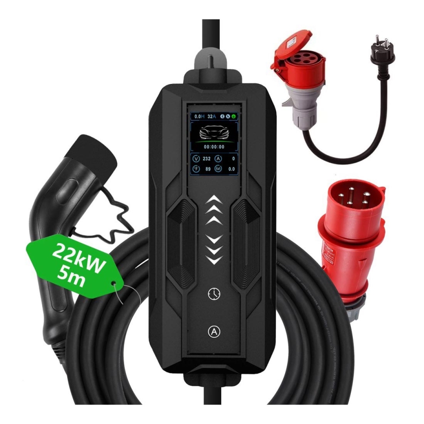 Immax - EV matkalatauspiste sähköautoille AC Type 2 32A/380V 22kW 5m + kotelo