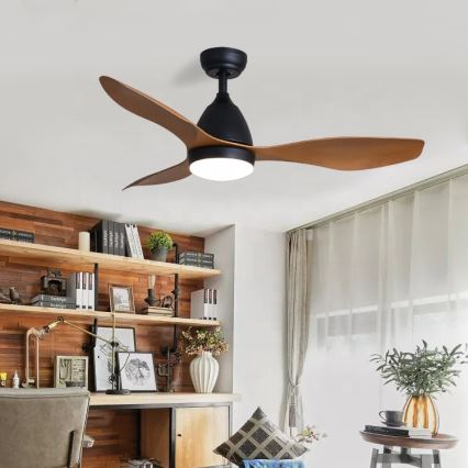 Immax NEO 07141-B - LED Kattotuuletin NEO LITE FRESCO LED/18W/230V Tuya Wi-Fi musta/brown+ kauko-ohjaus