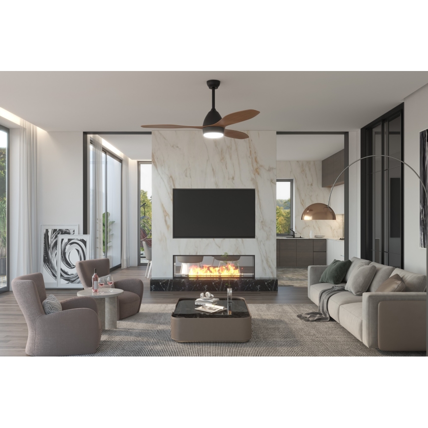 Immax NEO 07141-B - LED Kattotuuletin NEO LITE FRESCO LED/18W/230V Tuya Wi-Fi musta/brown+ kauko-ohjaus