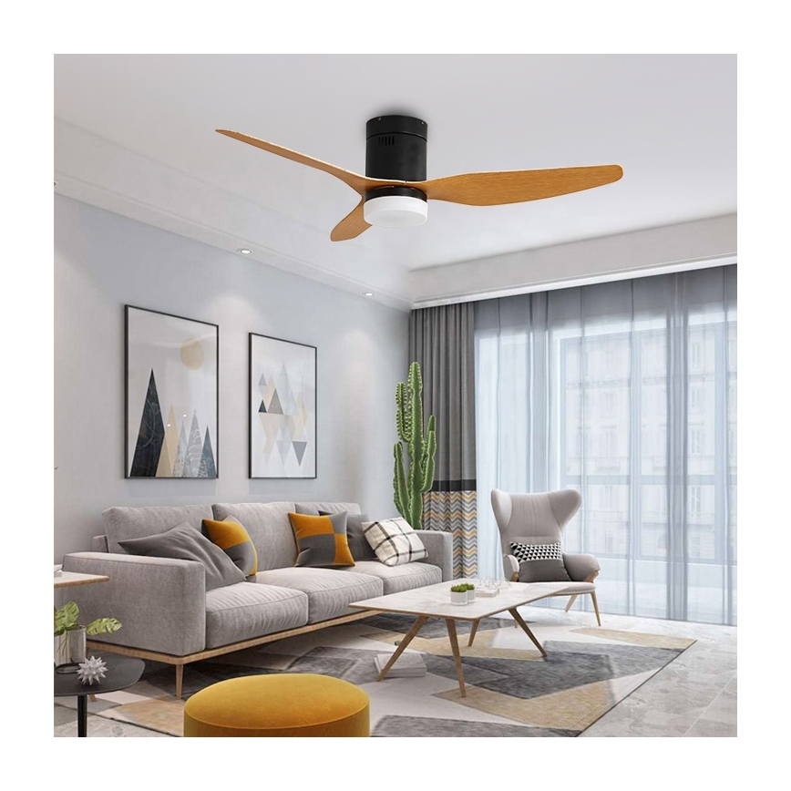 Immax NEO 07142-B - LED Kattotuuletin NEO LITE FRESCO LED/18W/230V Tuya Wi-Fi musta/puu + kaukosäädin