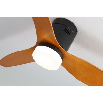 Immax NEO 07142-B - LED Kattotuuletin NEO LITE FRESCO LED/18W/230V Tuya Wi-Fi musta/puu + kaukosäädin