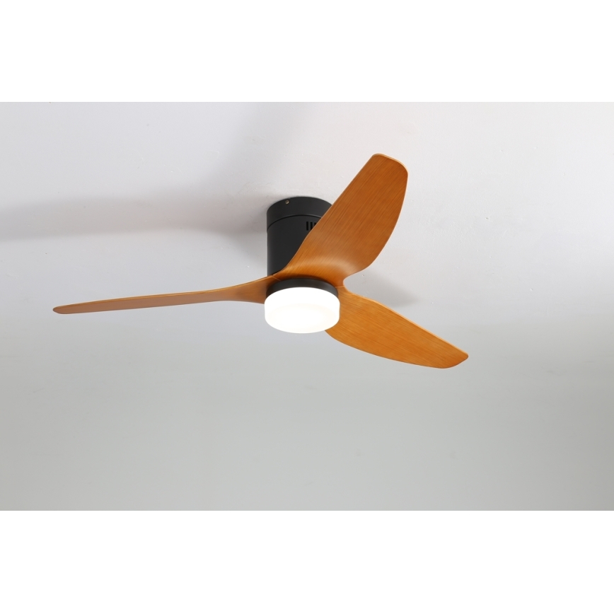Immax NEO 07142-B - LED Kattotuuletin NEO LITE FRESCO LED/18W/230V Tuya Wi-Fi musta/puu + kaukosäädin